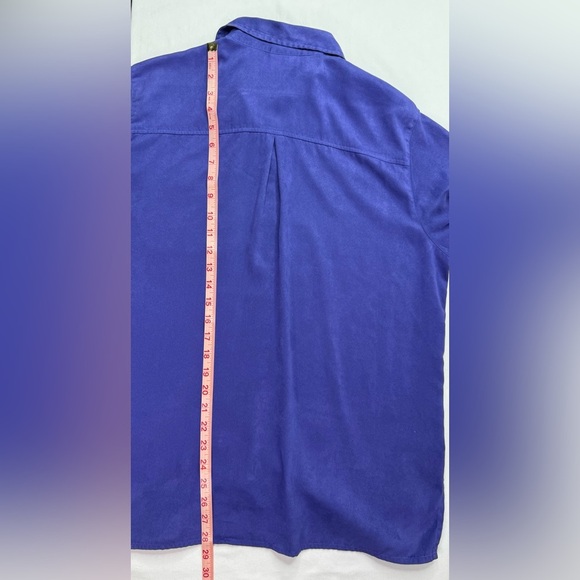 Chico’s Design Purple Tunic Button Front Blouse Long Sleeves Size Large - Picture 7 of 7